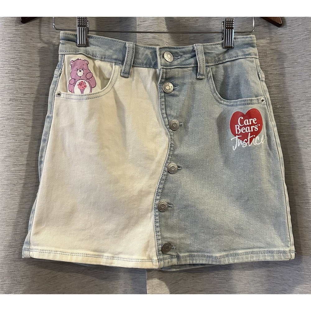 Care Bears Justice Button Up Denim Mini Skirt Size Large‎ 12/14